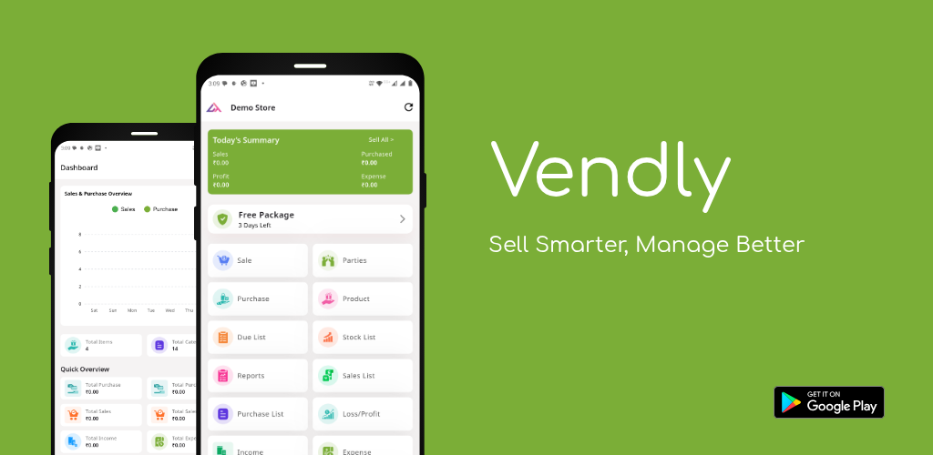 VendlyERP – Smart Sales & Business Management ERP Dashboard Interface