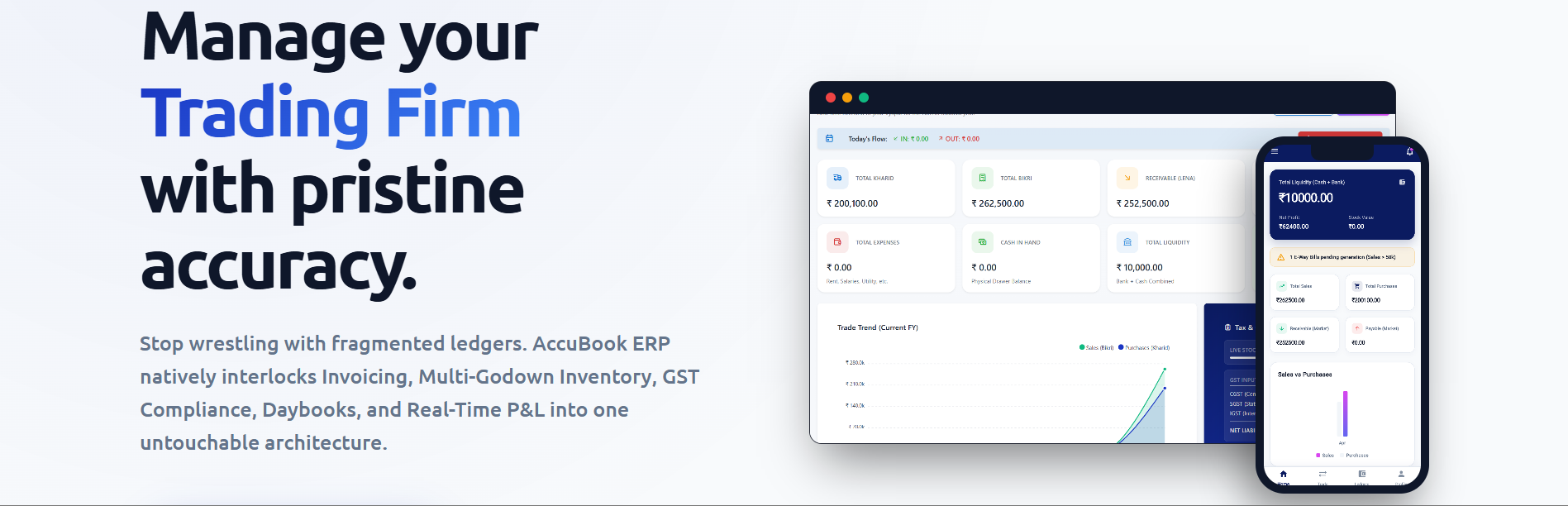 AccuBook – Cloud Accounting ERP for Modern Businesses Dashboard Interface