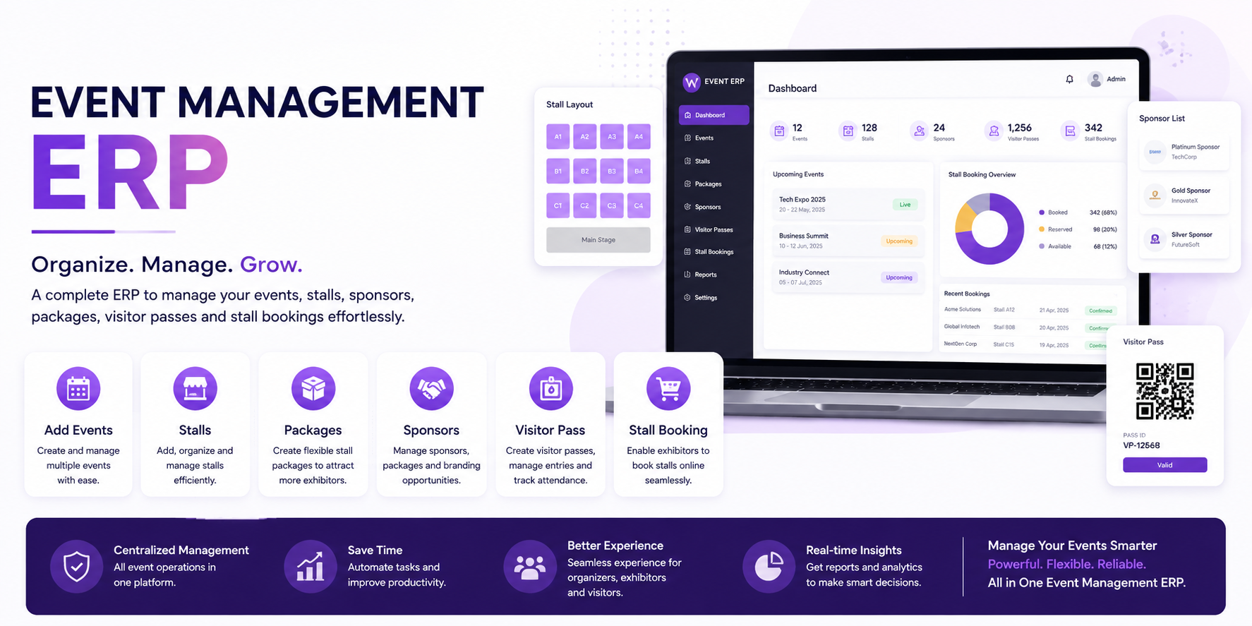Evento – Event Management ERP with Stall Booking, Sponsors & Visitor Pass Management